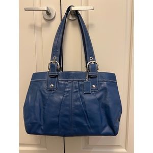 Royal Blue Coach Soho Pleated Leather Tote Bag